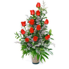 Promotion(29%off)Valentine's day - I love you always (12 long stemmed red roses in a glass vase)